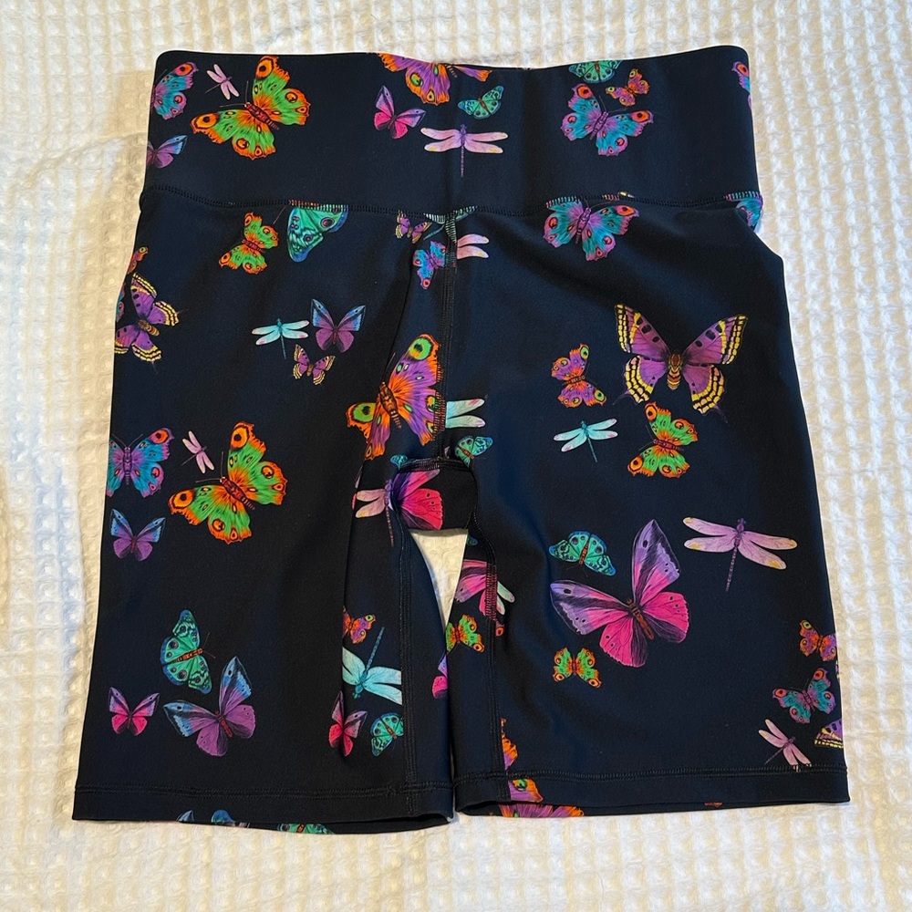 Terez Black Butterfly & Dragonfly Print Bike Shorts